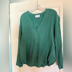 Xirena gauze green long sleeve button down large EUC